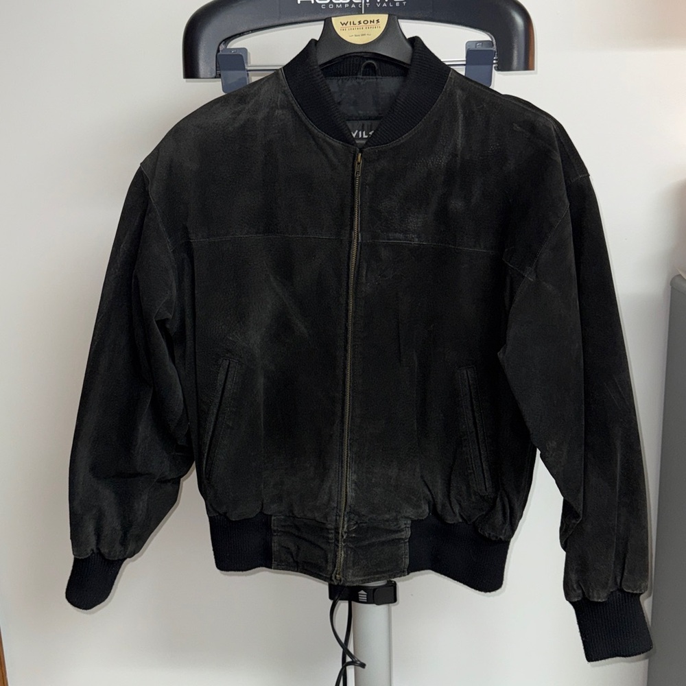 Men's Wilsons Leather Black Suede Bomber Jacket! Large!